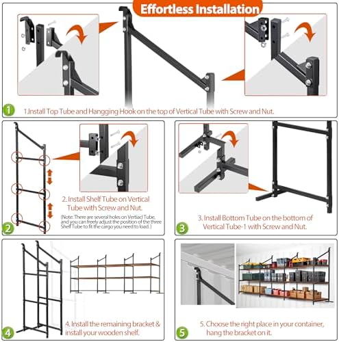 shipping container shelving storage bracket 4pcs heavy duty, side view