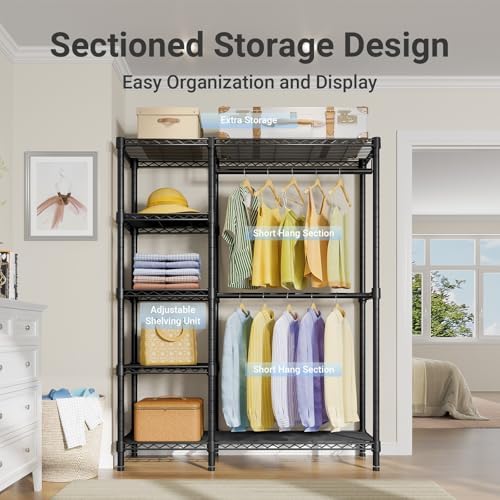 vipek v7 clothes rack with shelves heavy duty showing dimensions