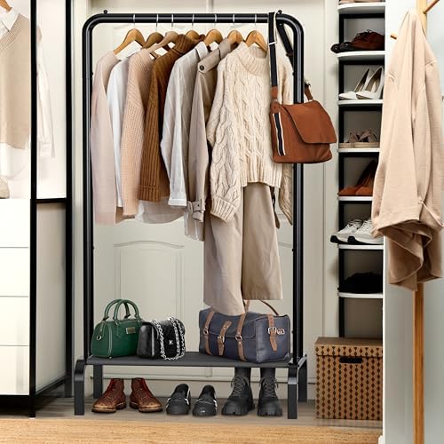 simple houseware 30" w narrow freestanding garment rack, side view