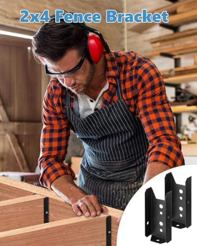 2x4 fence brackets for wood rail,18 gauge showing dimensions