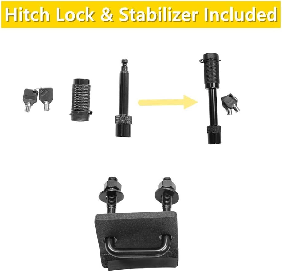 ONINE Texture Black Hitch Step with Hitch Lock and Stabilizer Fit 2” Receiver, Rear Bumper Guard, Hitch Armor