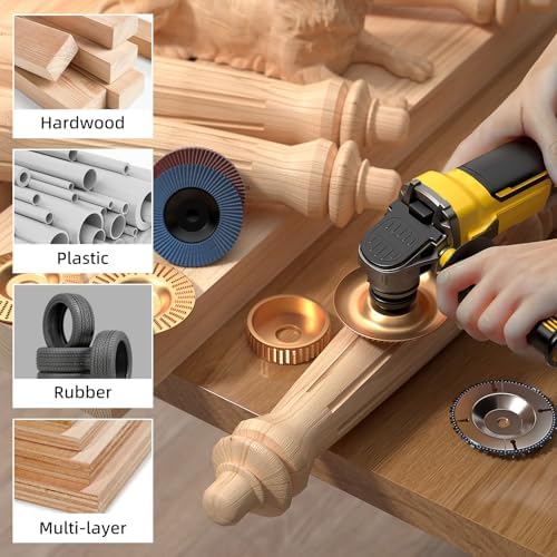 burmong 14pcs wood carving disc set for 4", front angle view
