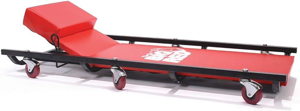 BIG RED TR6452 Torin Rolling Garage/Shop Creeper: 40" Padded Mechanic Cart with Adjustable Headrest and 6 Casters, Red