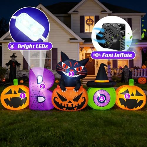 Danxilu 8FT Halloween Inflatable Pumpkin with Black Cat Outdoor Decorations
