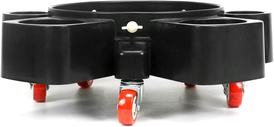 QWORK Bucket Dolly, Detailing Cart for 5 Gallon Car Wash Bucket, Rolling Bucket Dolly with 5 Rolling Swivel Casters and Compartments, for Car Washing Detailing System