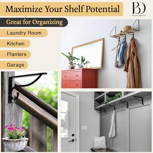 closet rod bracket, 6 inch hook shelf brackets, side view