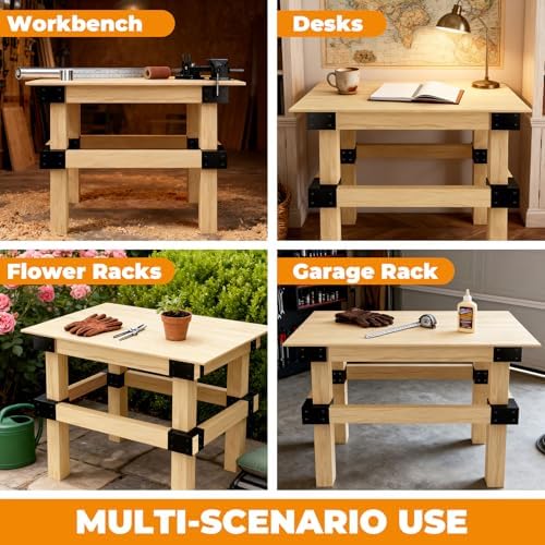 workbench brackets kit 8 pcs, 3-way right angle showing dimensions
