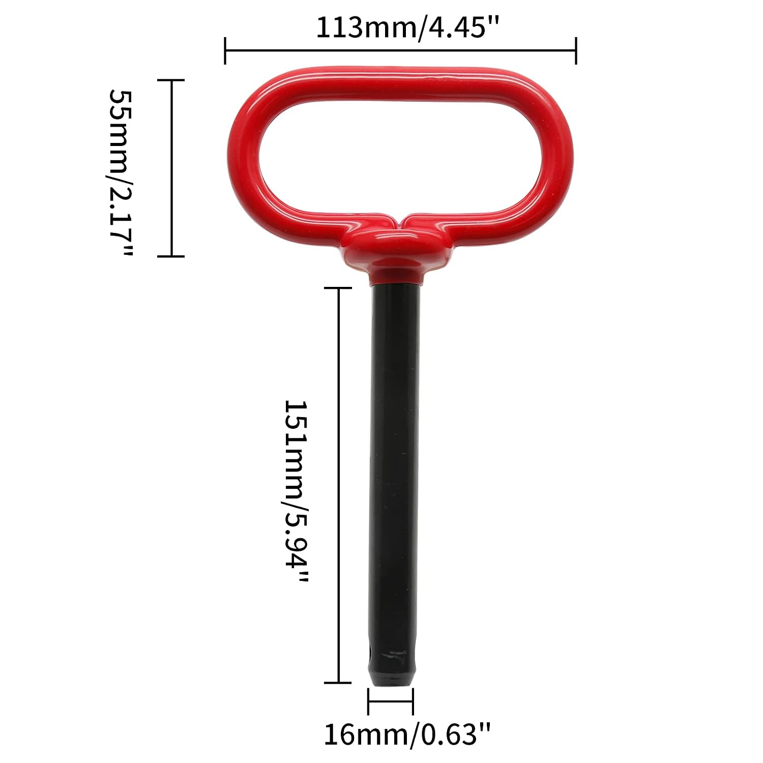 Bonsicoky 2Pcs Tractor Towing Hitch Pin and Clip, 5/8 x 6 Inch Trailer Gate Pin for Towing Tractor, RV, Truck, Boat, Car - Red Handle