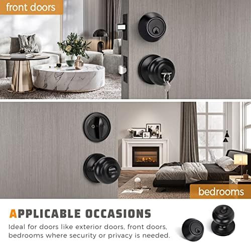 knobwell 3 pack keyed alike entry door knobs, close-up detail