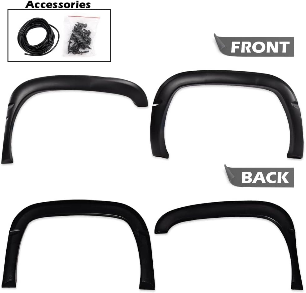 Factory Style Textured Fender Flares 4PCS Compatible with 1994-2001 Dodge Ram 1500 2500 3500, Fits 6.5ft & 8ft Fleetside Beds Only