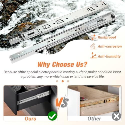 drawer slides ball bearing 3 folds full extension, side view