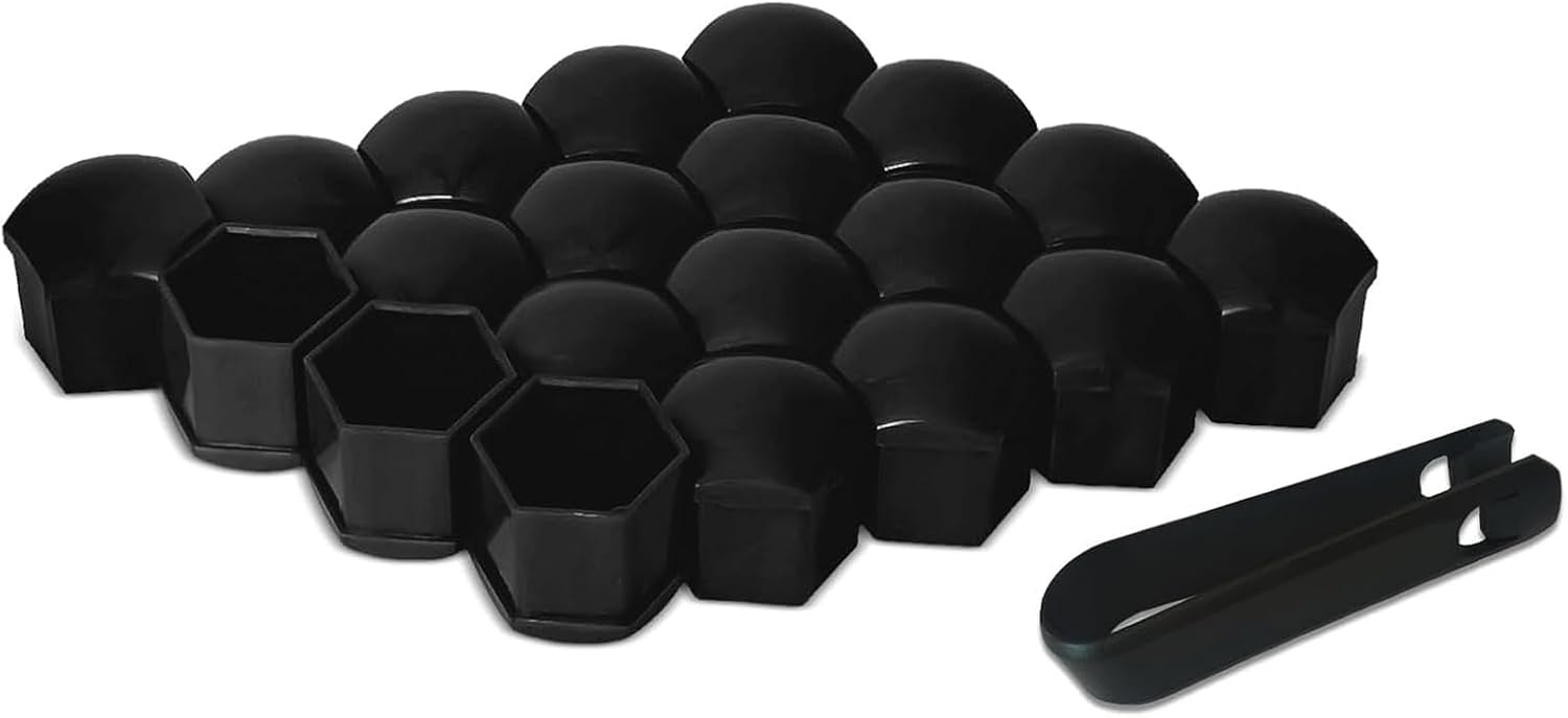20pcs Hexagonal Lug Nut Covers for Audi Q8 2018-2022, Wheel Bolt Caps Car Tire Hub Screw Protection Rust-Resistant with Removal Tool Automotive Exterior Accessories, 21mm-Black