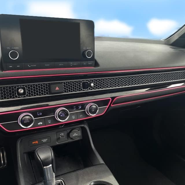 Car Interior Decorative Molding Door Panel Dashboard Gap Trim Strip 10ft (Pink)