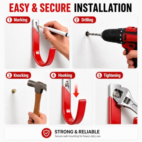 metal garage hooks, heavy duty hose hanger wall, side view