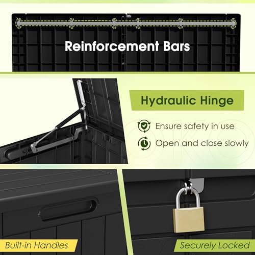 devoko 100 gallon outdoor storage box, waterproof deck, close-up detail