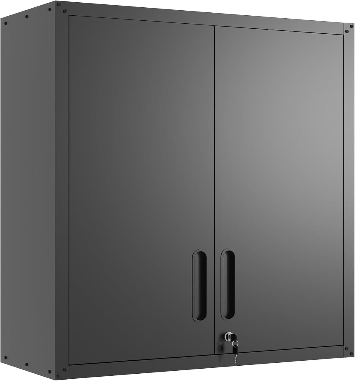 Garage Wall Cabinet with Doors and Shelves, Metal Wall Mounted Storage Cabinet