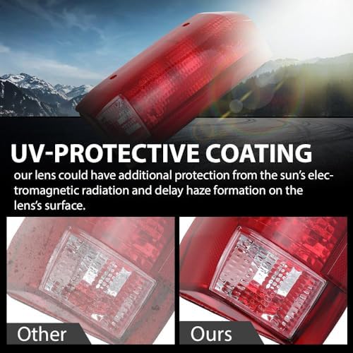 G-PLUS Tail Lights Compatible with Ford Bronco/F150 1990-1996/Fit Ford F250 F350 1990-1997,E9TZ13405C E9TZ13404C, Rear Brake Lamps Assembly w/o Blubs Driver and Passenger Side