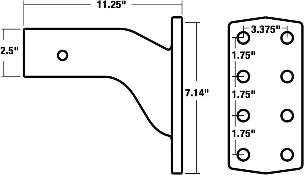 Buyers Products PM25812 2-1/2 Inch Pintle Hook Mount - Adjustable 3-Position Trailer Hitch Receiver for Trucks & RV's - Durable Steel 20,000 lb MGTW, Universal Towing Hitch Mount, 3,200 MVL Rated