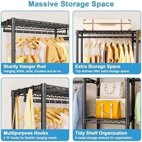 ulif e4 clothes rack, heavy-duty garment rack can showing dimensions