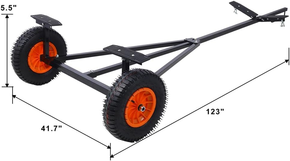 Boat Trailer Dolly, Heavy Duty 420 LBS Capacity Adjustable Boat Mover with 16 Inch Pneumatic Tires, 96-116 Inch Adjustable Steel Frame Trailer Tow Dolly for Canoe Fishing Boat Storage and Transport