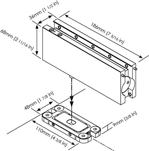 nhn hydraulic self closing pivot door closer (hold showing dimensions