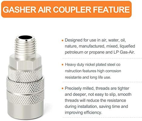 gasher 12pcs 1/4-inch male industrial coupler,1/4 basic flow on a desk or shelf