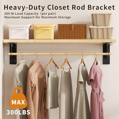 heavy duty closet rod support brackets 300lbs capacity, close-up detail