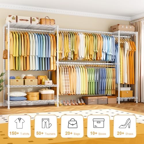 ulifhome heavy-duty garment rack, adjustable clothing racks hanging shown in use