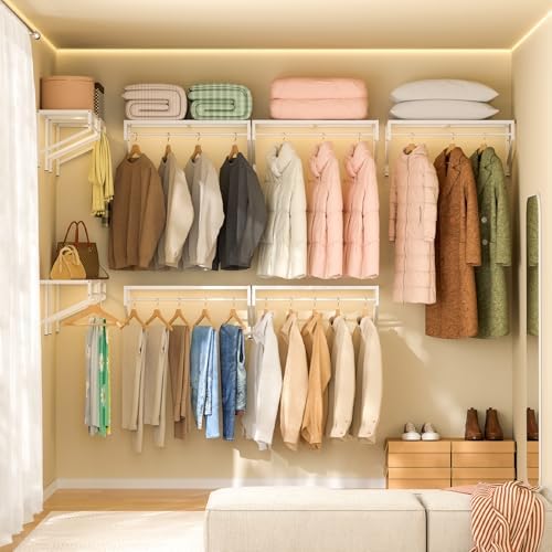 threehio expandable closet shelves wall mounted, 2 pack, side view