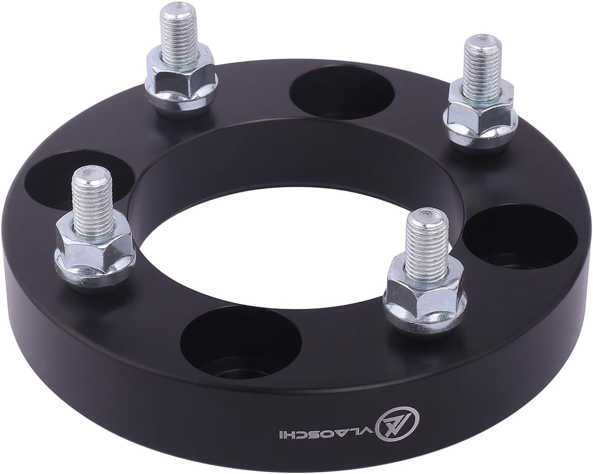 Black Forged 4x4 Wheel Spacers 1 Inch with M12x1.25 Studs Compatible with Yamaha Golf Cart (4x101.6 Bolt Pattern 68.5mm Center Bore) - Pack of 4