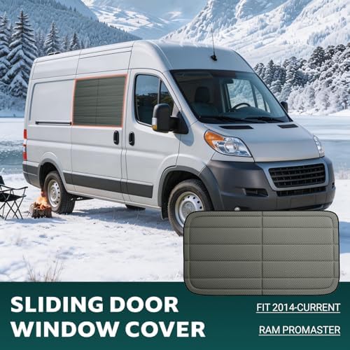 Extra-Thick Sliding Door Window Cover for Ram Promaster Van 2014-2026,Magnetic Insulated Blackout Window Sunshade, Foldable Design,Cold Weather Essentials, AllSeasonGuard Pro