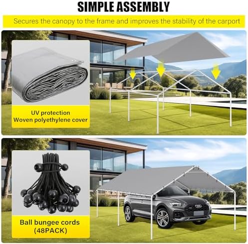 dwale 10 x 20 ft carport,replacement canopy cover, close-up detail