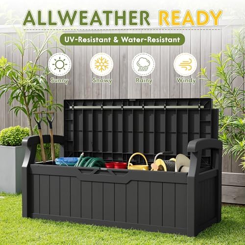 greesum 80 gallon storage bench outdoor deck box, package contents