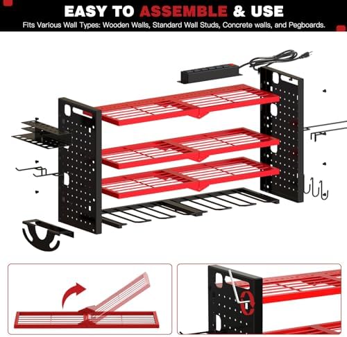nattydot cordless power tool organizer wall mount, 6 on a desk or shelf
