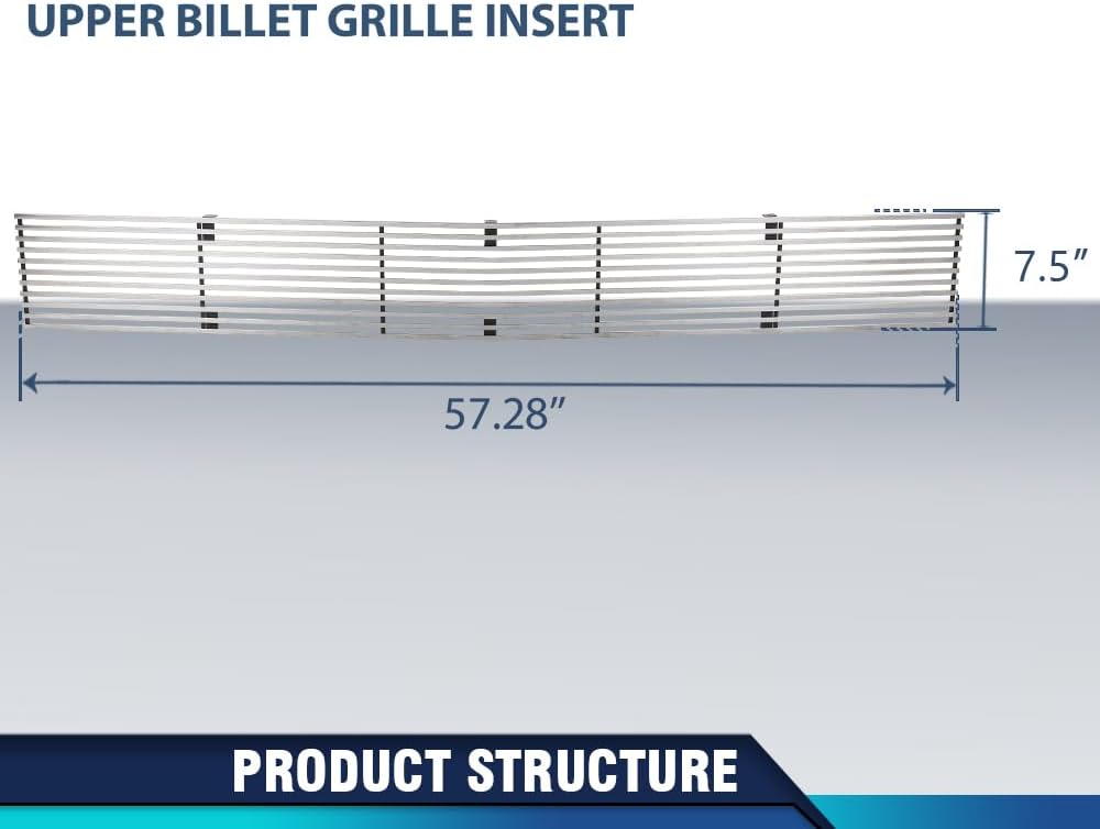 PIT66 Chrome Billet Upper Grille Insert Compatible with Chevy Blazer 1991-1994 Phantom Grille/Fit Chevy S10 1991-1993 Phantom Grill C85232A