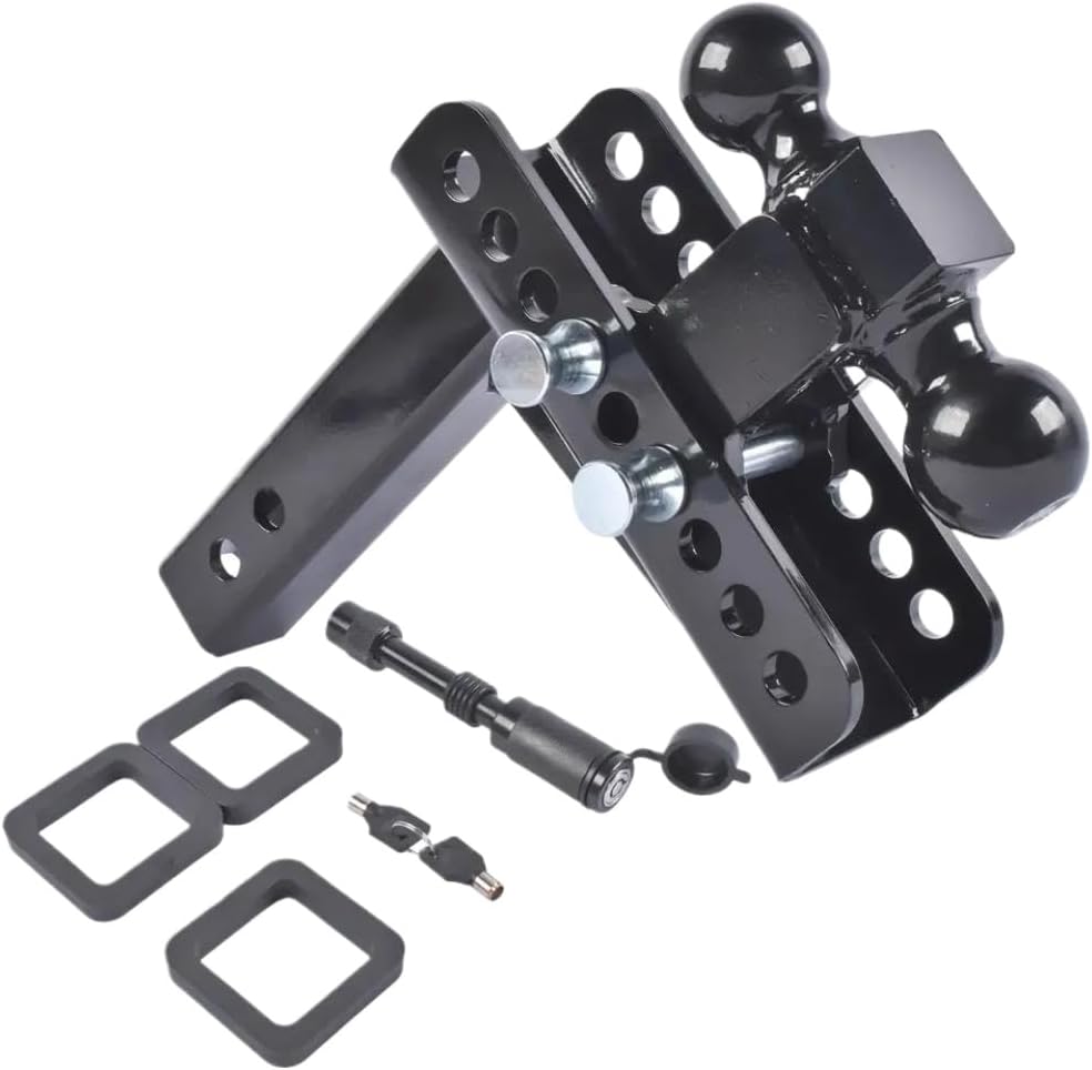 Adjustable Trailer Hitch with 2-Inch Receiver, 6-Inch Drop and Rise, Includes 2-Inch and 2-5/16-Inch Hitch Balls, 20000 lbs GTW Capacity for Class IV/V Hitches
