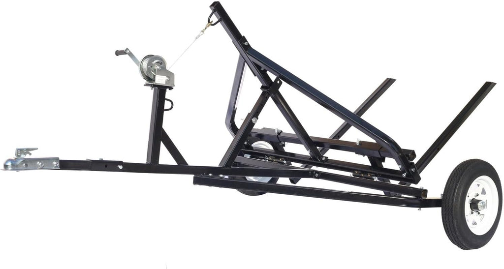 Adjustable Round Bale Mover Hay Bale Trailer Bale Hauler Manual Winch 1500 lbs Capacity 4.80-12" Tubeless Tires Heavy Duty Steel Frame ATV UTV Truck Towable Bale Lifter Transport Tool Black