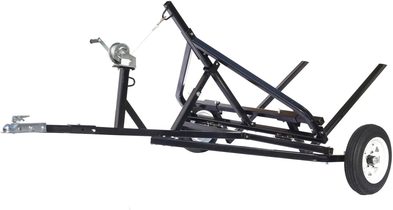 Adjustable Round Bale Mover Hay Bale Trailer Bale Hauler Manual Winch 1500 lbs Capacity 4.80-12" Tubeless Tires Heavy Duty Steel Frame ATV UTV Truck Towable Bale Lifter Transport Tool Black