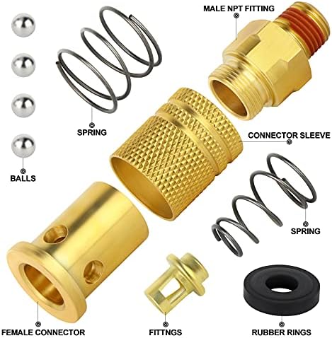 gasher 12pcs 1/4-inch brass male industrial coupler,1/4 inch, close-up detail