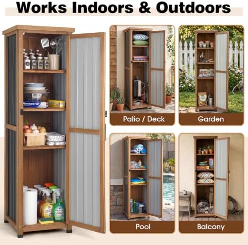 62" h tall narrow outdoor storage cabinet with showing dimensions