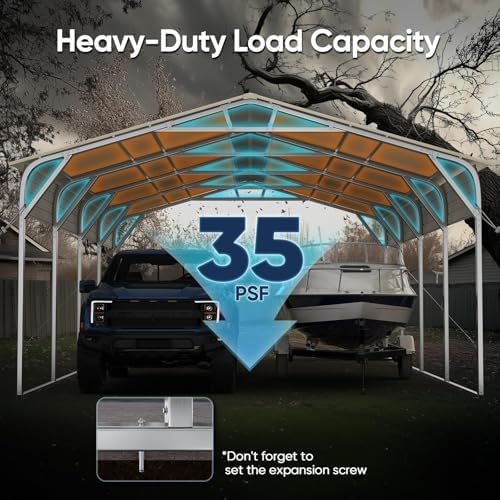 quictent 20x20 ft heavy duty 2-car metal carport shown in use