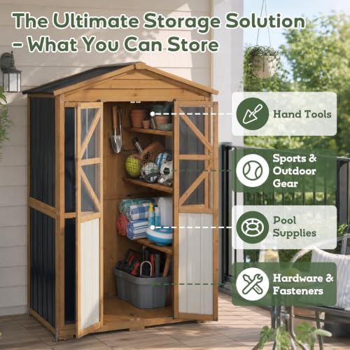 extra large outdoor storage cabinet weatherproof, garden shed on a desk or shelf