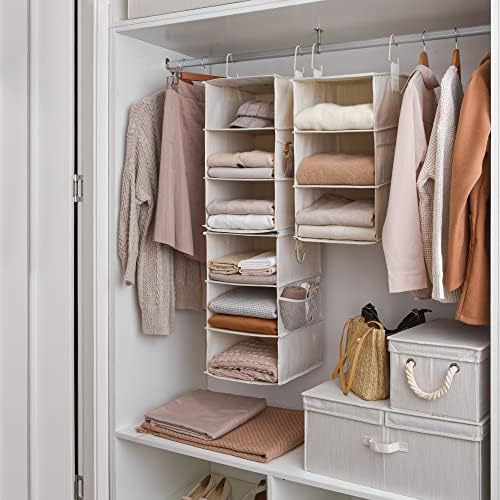 storageworks hanging closet organizer, 6-shelf with 2-in-1 design shown in use