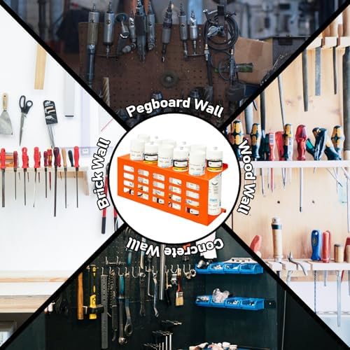metal wall mount caulking tube holder rack, orange showing dimensions