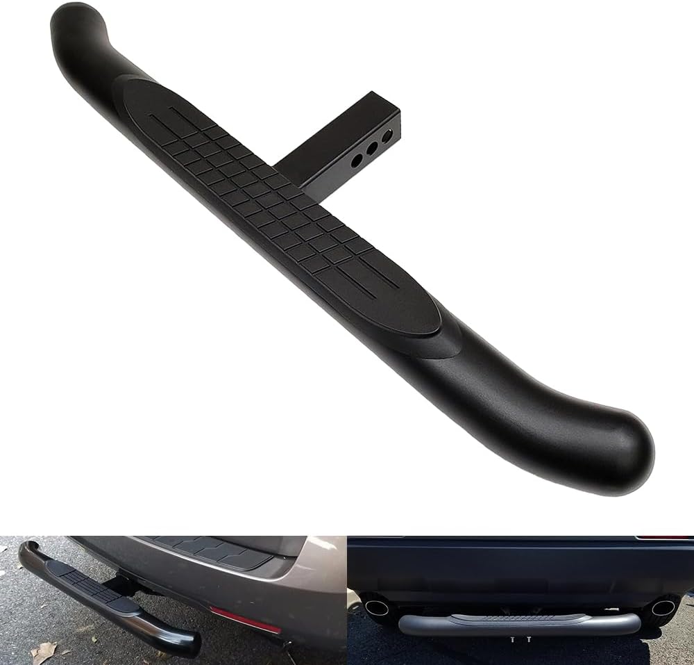 Black 36" Towing Hitch Trailer Tow Hitch Step Bar 3" Round Curved Rear Bumper Guard for 2" Receiver SUV Pickup Truck