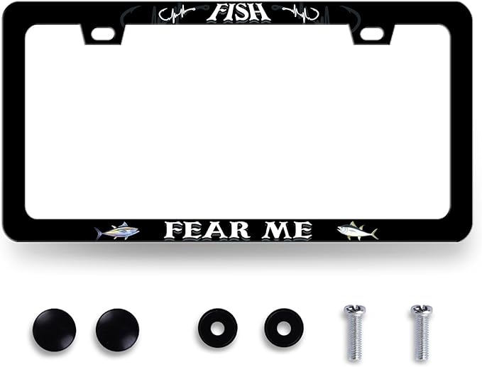 Fish License Plate Frame Fish Fear Me License Plate Holder by RNKATIH