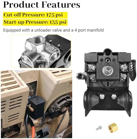 23474570 pressure switch two stage compressor 5-7.5 hp showing dimensions