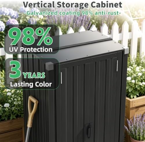 aecojoy outdoor storage cabinet waterproof, 70" vertical tall, side view