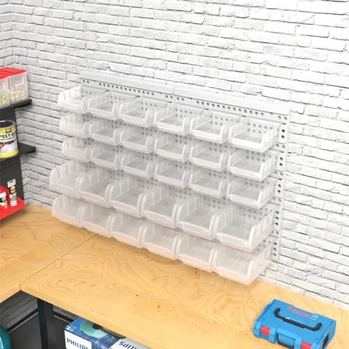 transparent garage organizer bins, 30pcs wall mounted storage, main product view