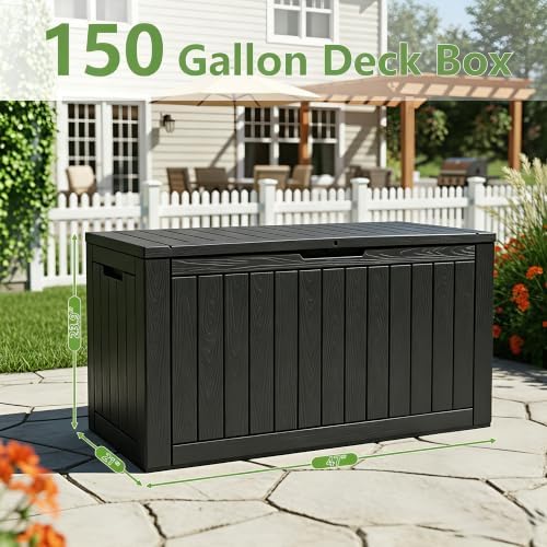 kamaboko outdoor storage box, 150 gallon deck box, front angle view